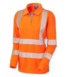 LEO WORKWEAR POLLYFIELD ISO 20471 Cl 3 Coolviz Plus Ladies Sleeved Polo Shirt